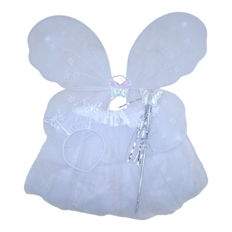 Набор Костюм Феи (крылья бабочки, юбка, обруч, волшебная палочка) белый