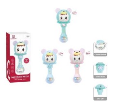 Погремушка 3 цвета, прорезыватель, на батарейках, песни, подсветка, микс видов, в кор. 