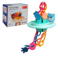 Погремушка "Медвежонок" резиновые шнурочки, пальчиковая игра, Pop It (голубой)