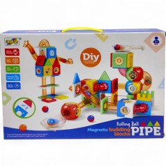 Магнітний конструктор, 79 елементів, кульки, тунелі, наліпки, в коробці