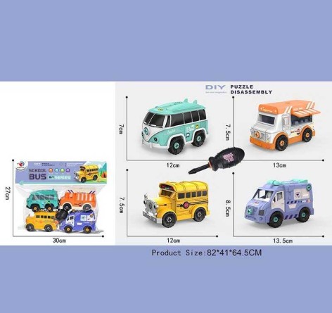 Набор спецтехники 4 штуки, машинки-конструктор, отвертка, в п/э /48/