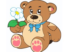 Набір для розпису за номерами Мишка з квіткою Strateg розміром 20х20 см (HH7038)