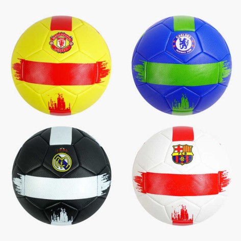Мяч футбольный 4 вида, вес 300-330 грамм, материал мягкий PVC, микс видов 