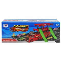 Трейлер K180A20 45 см, трек на запуску, машинки 7см 8шт (метал), мікс кол, в кор-ці,, 31-11,5-9,5см