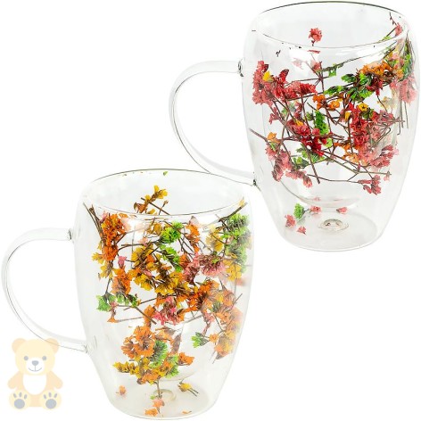 Чашка с двойным дном 350мл с цветами 350ML-A
