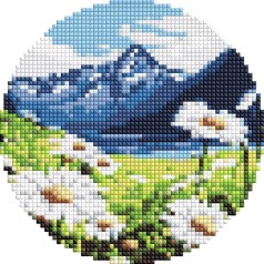 Алмазная мозаика на круглом подрамнике "Нежные ромашки", 19 см