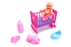 Пупс з ліжечком та аксесуарами в кульку 21*19*6см 
