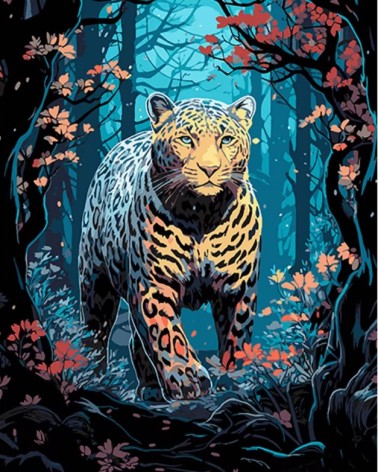 Набор для росписи по номерам Тигр на охоте Strateg на черном фоне размером 40х50 см (AH1062)