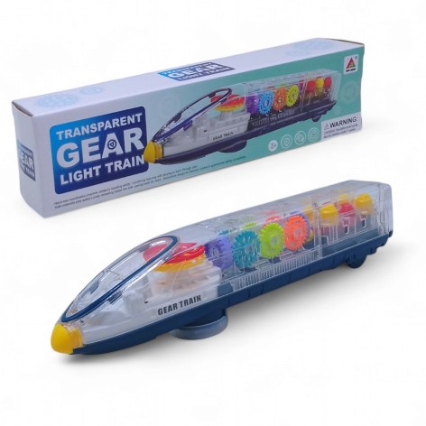 Потяг на батарейках, кольорові шестерні, світло і звук