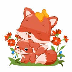 Набор для росписи по номерам Лиса с лисенком Strateg размером 30х30 см (ES-0850)