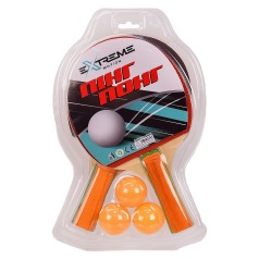Теннис настольный Extreme Motion, 2 ракетки, 3 мячика (толщина 7 мм) упаковка 19*30см, размер ракетки – 15*25см