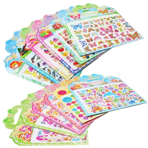 Набір об'ємних наклейок, 12 аркушів (мікс) 30х33 см