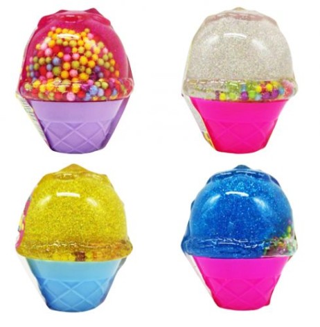Лизун-антистресс "Mr. Boo: Мороженое", глиттер и шарики, 70 г