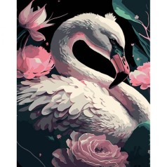 Набор для росписи по номерам Фламинго в цветах Strateg на черном фоне размером 40х50 см (AH1043)