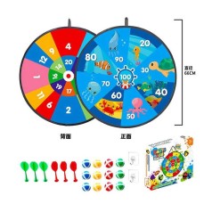 Дартс двусторонняя мишень 66х66см, шарики и дротики на липучках, крючки, в кор. /36/