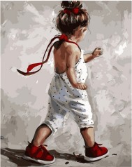 Картина по номерам VA-1730 "Дівчинка у червоних черевичках", розміром 40х50 см