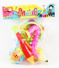 УЦЕНКА 30% Муз.инструменты бубен,саксофон,дудочка,микрофон,погремушка,в п/э 7,5*5,2*14,5см 