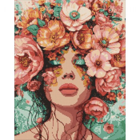 Алмазная мозаика "Девушка в цветах" (40х50 см.)