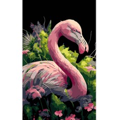 Набор для росписи по номерам Фламинго в цветном океане на черном фоне размером 50х25 см (BH5025-1)