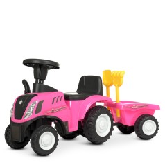 Каталка-толокар 658T-8 (1шт) трактор с прицепом, звук, муз., свет, бат., кор., розовый.