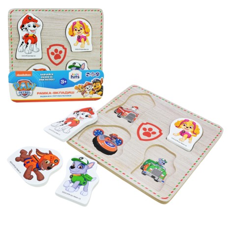 Дерев'яна іграшка KidsHits Paw Patrol вкладиші у плівці 14,8*14,8*0,6 см 