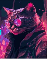 Набор для росписи по номерам Кот в неоне Strateg размером 30х40 см (SS6745)