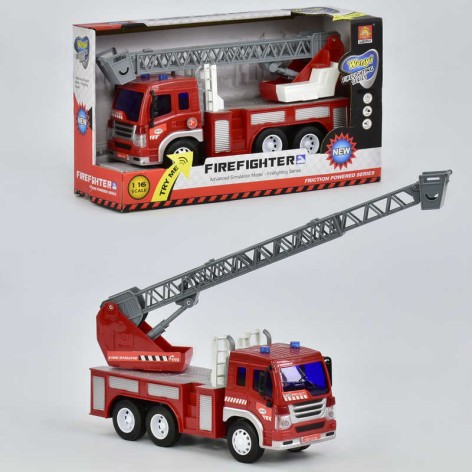 Пожарная машина игрушечная музыкальная, светящаяся, в коробке