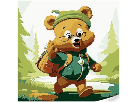 Набір для розпису за номерами Мишка мандрівник Strateg розміром 30х30 см (ES-0887)