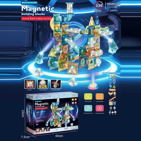 Магнитный конструктор 136 деталей, в кор. 44*33*8см /12-2/