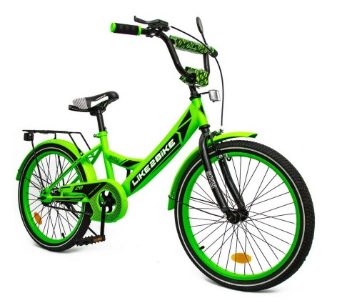 Велосипед дитячий 2-х колісний 20'' 212005 (1 шт) Like2bike Sky, салатовий, рама сталь, зі дзвінком, ручне гальмо, складання 75%