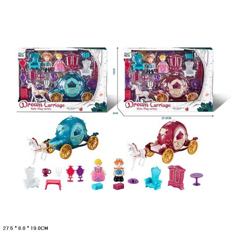Карета мікс 2 види, лялька, меблі, аксес кор. 27*8*19см 