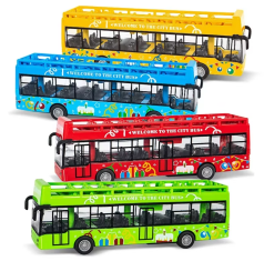 Автобус игрушечный двухэтажный, инерционный, 15 см, 4 цвета