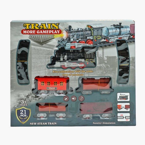 Железная дорога детская со звуковыми и световыми эффектами, 21 деталь, на батарейках B0314-1