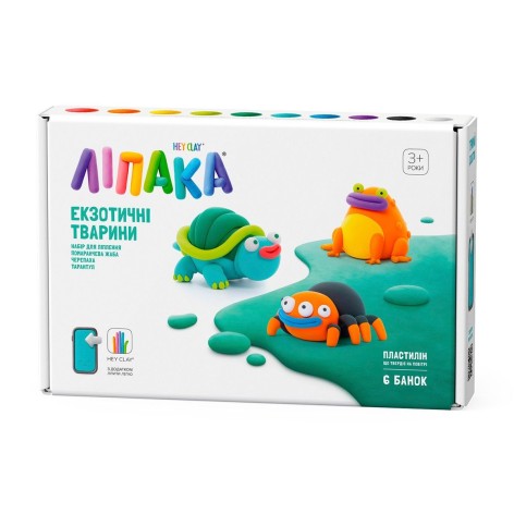 Набір самозатвердіваючого пластиліну Lipaka "Екзотичні тварини" 6 баночок (60050-UA01)