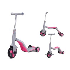 Самокат дитячий 3-х колісний 3 в 1 (сіро-рожевий)