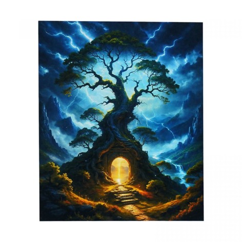 Картина за номерами "Містичне дерево", 40х50 см, люмінесцентні фарби (світиться у темряві) , в коробці