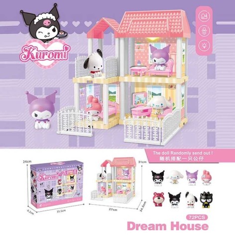 Будиночок  герой, 72 елементи, підсвічування, висота-31см, два поверхи, ліжечко, стіл,парканчик, в кор.