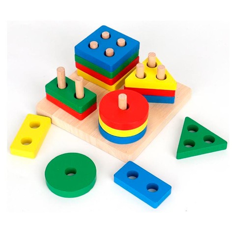 Дерев'яна розвиваюча іграшка LimoToy "Геометрика" 16 деталей (MD1352)