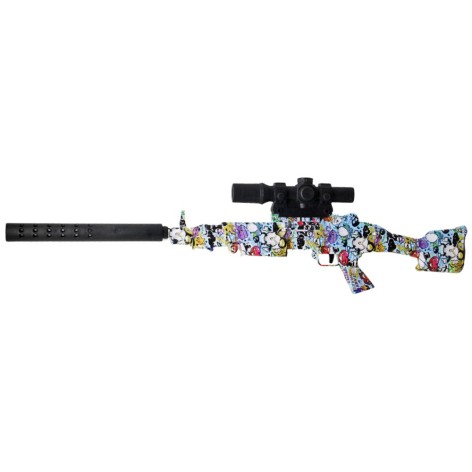 Автомат стреляет гелевыми пулями, мишень, прицел