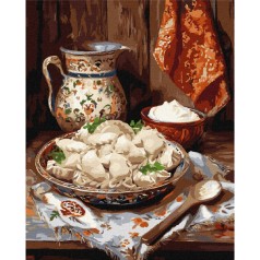 Набір для розпису по номерах "Смачні варенички" Ideyka 40х50 см КНО5718