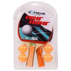 Теннис настольный Extreme Motion, 2 ракетки, 4 мячика (толщина 7 мм) упаковка – 19.5*29.5см, размер ракетки – 15*25см