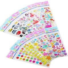 Набір об'ємних наклейок, 12 аркушів (мікс) 17x8 см