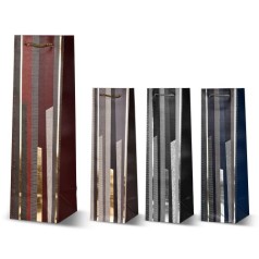 Пакет подарунковий паперовий під пляшку "Abstraction" 11*11*38см R95547 (720шт) 6 шт. в уп. //