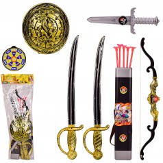 Пиратский набор 2 меча, щит, нож, лук, стрелы, 68*20 см