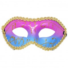 Карнавальна маска з мереживом, рожева з блакитним.
