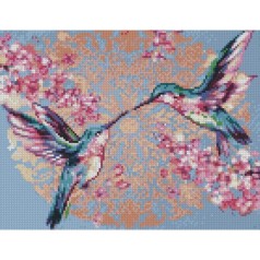 Набір для творчості алмазна картина Ніжні колібрі Strateg розміром 30х40 см (HX460)