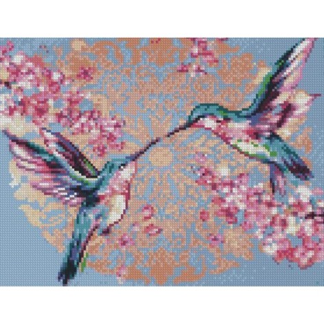 Набір для творчості алмазна картина Ніжні колібрі Strateg розміром 30х40 см (HX460)