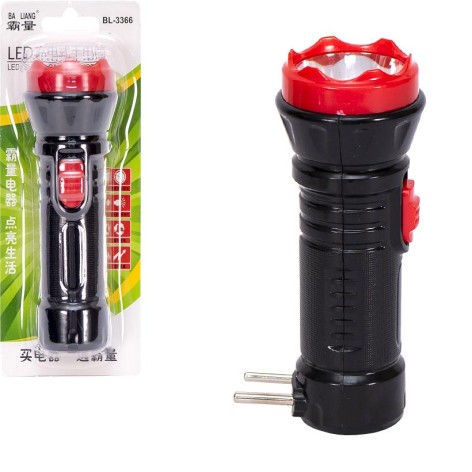 Фонарик LED арт. BL-3366 на аккумуляторе со встроенной зарядкой на блистере. Размер 14х5х5см.