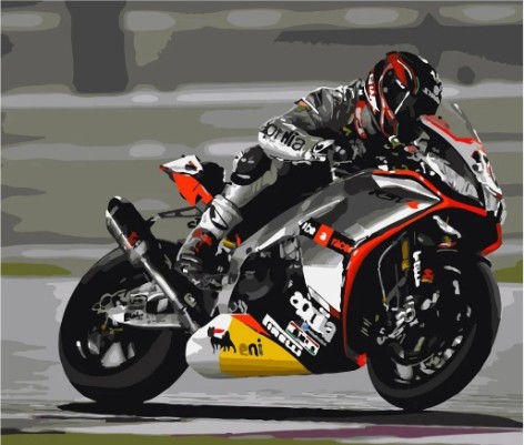 Набор для росписи по номерам Байкер на соревновании Strateg размером 40х50 см (GS277)