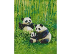 Набор для творчества алмазная картина Семейка панд Strateg размером 30х40 см (KB040)